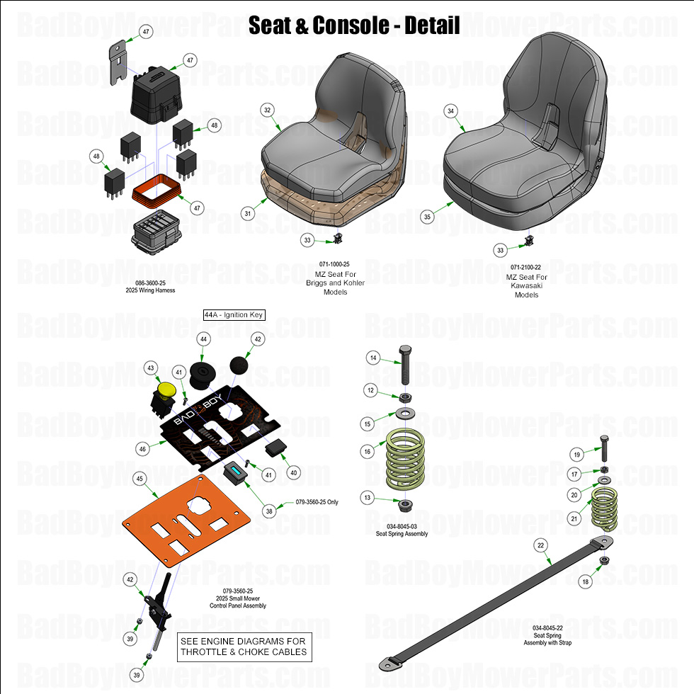 3779 - Bad Boy Mower Parts Lookup > 2025 > MZ Magnum > Seat & Console - Detail